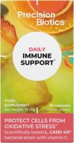 PrecisionBiotics Daily Immune Support - Daily Gut Health Probiotics Supplement - L.CASEI 431 Bacterial Culture Strains + Vitamin C - 30 Capsules - Image 2