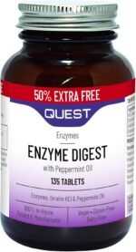 Quest Enzyme Digest With Peppermint Oil & Betaine. 90+45 Vegan Tablets For Bloated Stomach And Indigestion. Dairy & Gluten Free Enzymes Digestion Supplement For Bloating And Heartburn Relief (1 Pack) - Image 2