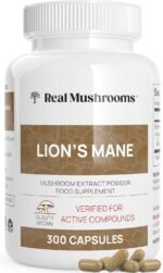 Real Mushrooms Lion’s Mane Capsules - Organic Lions Mane Mushroom Extract for Cognitive Function & Immune Support - Brain Supplements for Memory and Focus - Vegan Mushroom Supplement, 300 Caps - Image 2