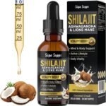 Shilajit, Ashwagandha & Lions Mane Liquid Drops - 60ml Coconut Flavour - Natural Adaptogenic Supplement for Energy, Focus & Vitality - Plant-Based Complex for Men - Pack of 1 - Image 2