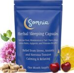 Somnia Herbal Sleeping Tablets for Adults, Calming & Relaxing Sleep Support, Stress & Anxiety Relief. A Natural Herbal Sleep Aid. 30 Easy to Swallow Vegan Capsules, One a Night, One Month Supply. - Image 2