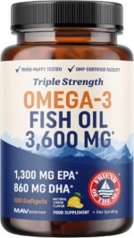 Triple Strength Omega 3 Fish Oil 3600 mg | EPA & DHA | Over 2100mg Omega-3 Fatty Acids | 1300mg EPA + 860mg DHA | Best Essential Fatty Acids | Premium Wild Caught & Burpless Fish Oil | 120 Ct - Image 2