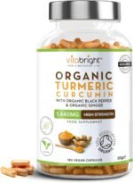 Turmeric and Black Pepper Capsules | 1440mg Dose | 180 Tablets | 3 Month Supply | 2 A Day | Herbal Supplements | High Strength Curcumin | VitaBright Organic Tumeric Supplement - Image 2