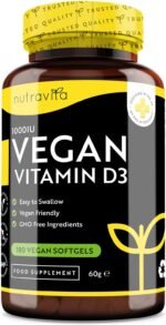 Vegan Vitamin D 1000iu (25ug) - Plant-Based Vitamin D3 Softgel Capsules Derived from Lichen - Maintenance of Healthy Immune System, Muscles, Bones & Teeth - 180 Softgels - Made in The UK by Nutravita - Image 2