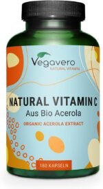Vegavero Natural Vitamin C Supplement | Organic VIT C from Acerola Cherry Extract | 225% NRV | NO Additives| 180 Capsules | Vegan - Image 2