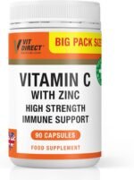 Vit Direct - Vitamin C with Zinc - High Strength - 90 Vegan Capsules - Supports Muscle Growth - Reduces Tiredness & Fatigue - VIT C & Zinc Daily Supplements - Long-Term Support - Image 2