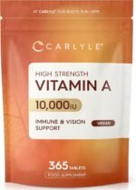 Vitamin A Tablets 10000 IU | 365 Count (1 Year Supply) | Vitamin A as Retinol Acetate | High Strength | Vegan and Vegatarian | by Carlyle - Image 2