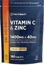 Vitamin C 1400mg and Zinc 40mg Tablets | 180 Count | High Strength Complex with Vitamin C as Ascorbic Acid | Immune Support | Suitable for Vegans | by Horbaach - Image 2