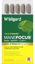 Wellgard Manefocus - Lions Mane Supplement Capsules for Mental Performance, Brain Health, Memory, Clarity, 60 Capsules - Image 2