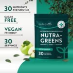Nutravita Super Greens Powder - 23 Advanced Vegan Ingredients - Greens, Vitamins and Superfoods - Probiotic Blend for Gut Health - UK Made - 30 Servings (Apple Flavour) - Image 3