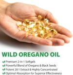 Oil of Oregano Softgels 6000mg, 2 in 1 Formulated with Black Seed Oil 200mg, Organic OreganoOil Supplement Capsules, Antioxidant & Immune Support | 120 Count, Non-GMO, Easy to Swallow - Image 3