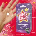 Natures Aid Super Stars Immune Support Chewables for Kids Aged 4-12 – Vitamin C, Zinc, Elderberry & Folic Acid – Supports Immunity, Growth & Energy – Natural Fruit Flavour, Vegan – 60 Tablets - Image 4