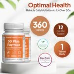 A to Z Multivitamins & Minerals for Individuals Aged 50 Plus | Supports Brain Health, Energy Levels, and Immunity | Vegetarian | 360 Easy-to-Take Tablets = 12 Months’ Supply | Made in The UK - Image 4