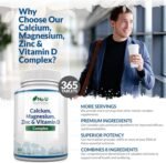 Calcium Magnesium Zinc & Vitamin D Supplement - 365 Vegetarian Tablets - High Strength Osteo Complex with Selenium, Copper, Manganese & Boron - 6 Month Supply - Nu U Nutrition - Image 4