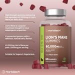 Lions Mane Gummies 60,000mg per Bottle | High Strength Lions Mane Supplement | Mushroom Extract | Natural Berry Flavour | 60 Vegan Gummies | by Horbaach - Image 3
