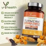 Turmeric Capsules High Strength 1860mg with Black Pepper, Ginger, Vitamin C & D for Immune System & Joints Plus K2 Mk7-120 Vegan Capsules Premium Turmeric Curcumin – Made in The UK by YrHealth - Image 3