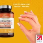 Turmeric Capsules High Strength 1860mg with Black Pepper, Ginger, Vitamin C & D for Immune System & Joints Plus K2 Mk7-120 Vegan Capsules Premium Turmeric Curcumin – Made in The UK by YrHealth - Image 5