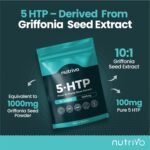 Nutrivo 5HTP Tablets - 90 Tablets Per Pack | 5HTP High Strength 1000mg Supplement | One A Day - 3 Months Supply | from Griffonia Seed Extract | Vegan & UK Made - Image 4