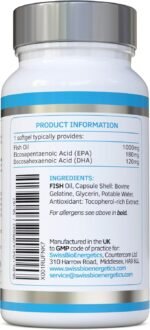Omega-3 Fish Oil Soft Gels - Ultra Potent 1000mg, 90 Capsules - Full Strength EPA & DHA - Easy to Swallow Omega3 Fish Oils - Ultimate Joint, Heart & Brain Health Support Supplement - Made in The UK - Image 3