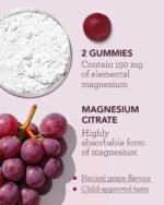 Magnesium Gummies for Adults & Kids - 150mg Magnesium Supplements for Sleep, Relaxation & Muscle Support - Natural Grape Flavour - No Artificial Colours - Vegan - 60 Gummies Easy to Chew - Image 4