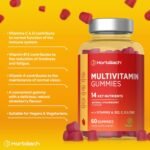 Adult Multivitamin Gummies | 60 Count | 14 Essential Nutrients with Vitamins A, B12, C, D, & Zinc | Natural Strawberry Flavour | Vegan Supplement for Men & Women | by Horbaach - Image 3