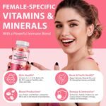 Multivitamin for Women, Boosts Healthy Bones Hair Skin and Nails, Boosts Immunity Energy, Womens Multivitamin Gummy 60p, Strawberry Flavor - Image 5