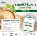 Organic Ashwagandha KSM-66® 1200mg - 5% Withanolides - 180 Vegan Capsules not Tablets - High Strength Ashwaganda Enhanced with Black Pepper - Soil Association Certified - Nu U Nutrition - Image 3