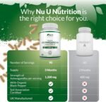 Organic Ashwagandha KSM-66® 1200mg - 5% Withanolides - 180 Vegan Capsules not Tablets - High Strength Ashwaganda Enhanced with Black Pepper - Soil Association Certified - Nu U Nutrition - Image 5