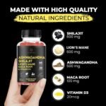 NeuroBoost™ 5 in 1 Wellness Gummies – Ashwagandha 500 mg, Shilajit 600 mg, Lion’s Mane 600 mg, Maca Root 100 mg & Vitamin D3 20 mg – 60 Count – Stress, Focus, Energy & Immune Support - Image 5