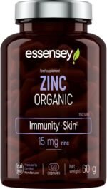 Essensey Organic Zinc - Immune System Support, Healthy Skin, Hair and Nails - Maximum Serving of Zinc - 15 mg, Antioxidant Action, Normal Testosterone Levels, Supports Metabolism -120 Caps - Image 3