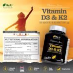 Vitamin D3 4000 IU and Vitamin K2 MK7 100μg - 150 Vegetarian Capsules - 5 Month Supply - High Strength Vitamin D K2 Supplement - Made in UK - Nu U Nutrition - Image 3