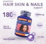 Zipvit Biotin Hair Skin & Nails Complex with Zinc & Selenium 12000mcg, 180 Vegan Tablets, High Strength Biotin for Men and Women - Image 4