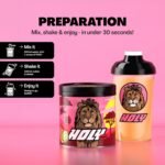 HOLY Energy Gaming Booster Flavour Powder | 50 portions with NewCaff & Green Tea Extract | Focus Booster - Focus Drink | Vegan with 100% natural fruit flavours (350 grams, Lion's Lemonade) - Image 5