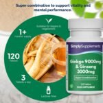 Ginkgo 9,000mg & Ginseng 3,000mg | Supports Mental Performance & Helps with Circulation | Vegan & Vegetarian Friendly | 120 Tablets | Manufactured in The UK - Image 4