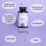 Vegavero Serenity | Natural Stress, Relaxation & Cognitive Supplement | L-Tryptophan, Ashwagandha, Rhodiola and Lions Mane | NO Additives | 90 Capsules | Vegan - Image 4