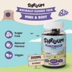 SHRUUM Focus: Lions Mane Gummies - 2000mg High Strength Lions Mane Supplement with B6 - Vegan, Sugar Free, Blueberry Flavour - 60 Tasty Gummies - 30 Day Supply - for Focus and Mental Clarity. - Image 4