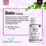 365 Biotin Hair Growth Tablets (1 Years Supply) - Vegetarian 10,000UG Vitamin B7 Supplements for Men and Women, Healthy Hair, Skin & Nails Support - UK Manufactured - Image 3