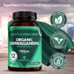 KSM-66 Ashwagandha 2000mg Organic and with Shilajit Root Extract Vegan Higher Bioavailability, Non-GMO (Year Supply, Organic (1200mg)) - Image 4