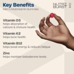 Nutriburst Men’s Multivitamin - Immune System & Mental Performance - Contains 16 Micronutrients; B2, B3, B5, B6, B12, A, C, D - Vegan Sugar Free Supplement - 60 Berry Gummies - 1 Month Supply - Image 3