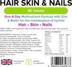 Lindens - Hair Skin & Nails, 60 Tablets - 1 a Day, UK Made - Healthy Hair, Skin & Nails - Multinutrient Formula with Zinc, Biotin, Vitamin C, Vitamin E - Letterbox Friendly - Image 3