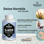 5HTP 667mg Griffonia Simplicifolia Seed Extract - 6 Months Supply -180 Vegan Capsules for Sleep and Relax Support - Natural High Strength Supplement Without Additives, German Quality - Image 3