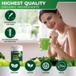 Organic Super Greens Powder | 40 Plant Ingredients for Gut Health | Vegan & Gluten-Free Greens Supplement | 30 Day Supply of Gut Health Powder - Vegetable with Extra Mushrooms - Image 3