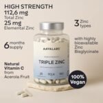 Triple Zinc Supplements for Men and Women - 25mg - with Natural Vitamin C - Zinc Picolinate, Bisglycinate and Monomethionine - 180 Capsules - 6 Months Supply - Image 4