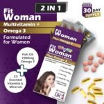 FitWoman High Strength Multivitamin & Minerals + Omega 3 | x30 Tablets, x30 Capsules | 1000mg Omega 3, Folic Acid, Iron, Zinc, Selenium, Biotin, Vitamin C, B-Complex. UK Made for Women - Image 3