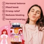 PMS Peace Gummies with Saffron and B Vitamins for Women, Vegan Formula for Premenstrual Support, 60 Gummies. BE SO HAPPY - Image 3