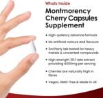 Montmorency Cherry 6000mg - 120 Capsules High Strength Concentrate - Natural Tart Cherry Vegan Supplements (not Tablets or Powder) - Non-GMO, 2 Months Supply - (2 per Serving) Made in The UK - Image 3