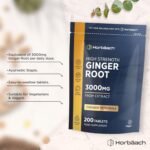 Ginger Root Tablets 3000mg | High Strength Zingiber Officinale Extract | Letterbox-Friendly & 100% Recyclable Pouch | 200 Vegan Tablets | by Horbaach - Image 3