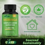 AYP Organic Moringa Capsules - Complete Green Superfood Dietary Supplement with 1000mg Moringa Oleifera Leaf Extract per Serving - Rich in Antioxidants, Vitamins, Minerals - 60 Capsules - Image 5