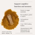 KIKI Health Organic Lion's Mane Mushroom Extract | Improves Cognition, Memory and Mental Focus | Mind Clarity | Brain Health | 50% Beta-Glucan Rich Polysaccharides | 100% Fruiting Bodies | 60 Vegicaps - Image 3