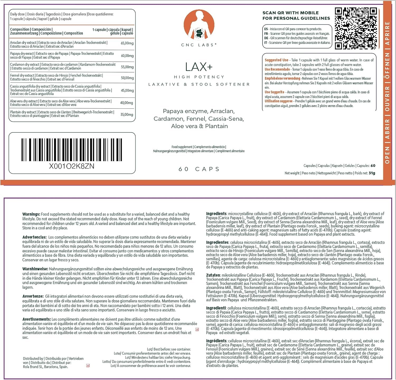 LAX+ | Natural Laxatives for Constipation Relief for Adults & Stool Softener 100% Natural, Colon Detox Cleanse, Bloating and Gas Relief | Papaya, Plantain, Cardamom, Fennel, Sena, Aloe & Plantago - Image 9